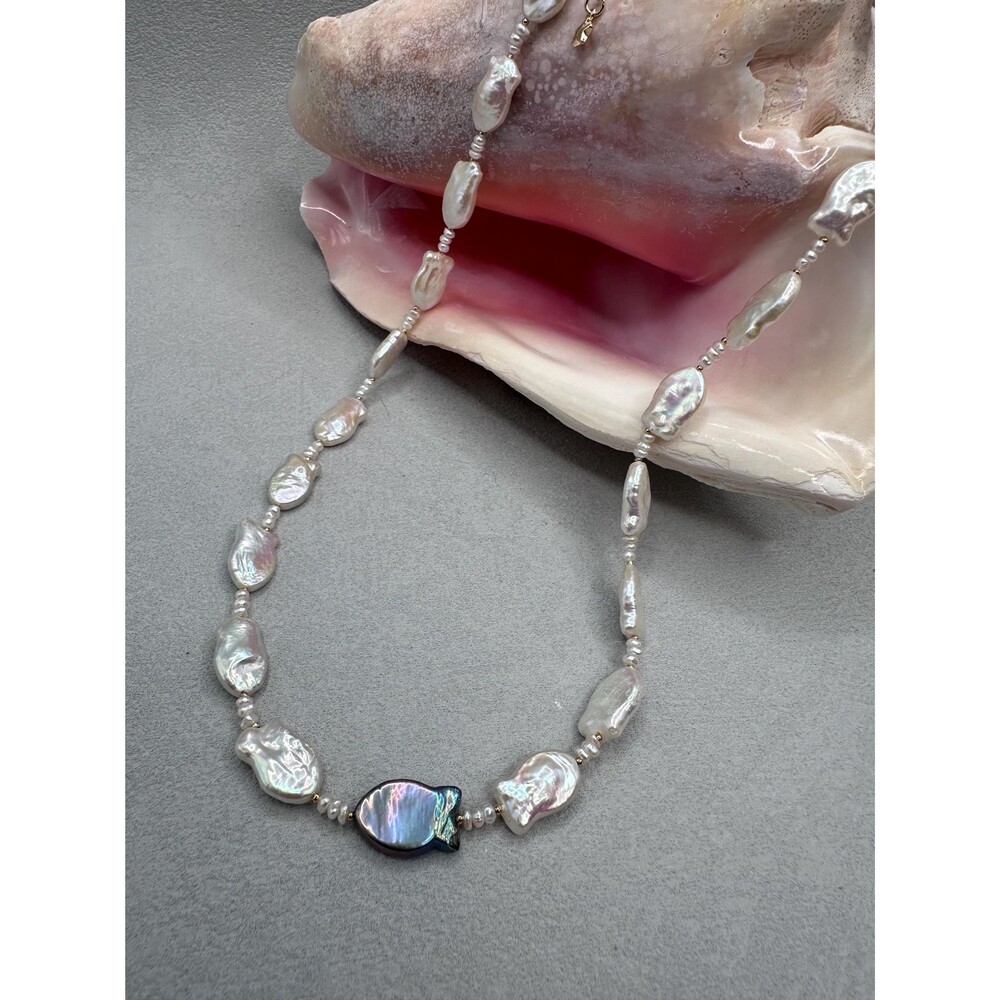 Baroque Fish Pearl Necklace Against the Current Irregular Freshwater  Choker